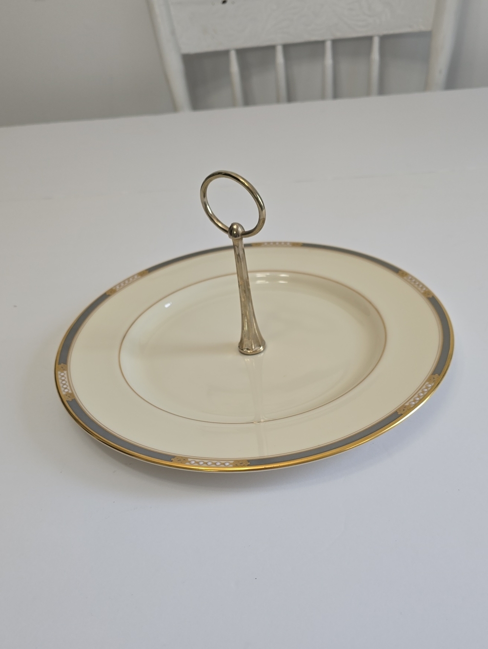 Vintage Lenox Mckinley Handled Serving Tray Ivory Porcelain  USA